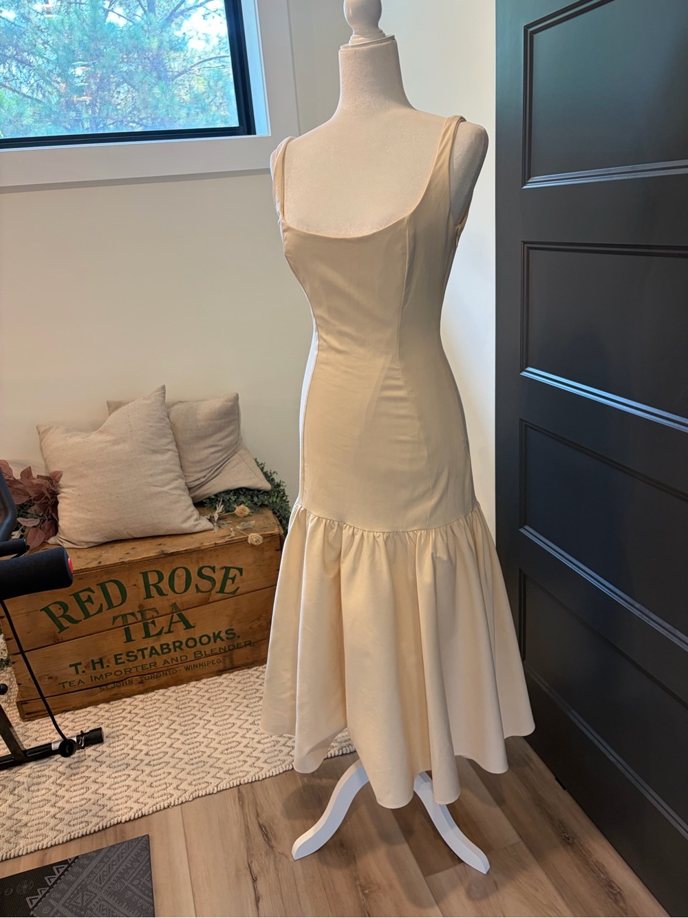 House of CB Cream vintage drop waist Midi Dress